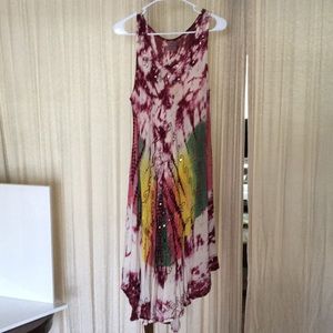 Tie died sequence embroidered 100% rayon.